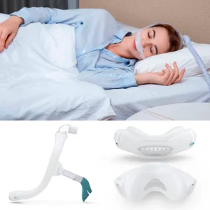 Femeie dormind in pat cu Masca CPAP Nazala N6S, BMC Medical, detalii masca